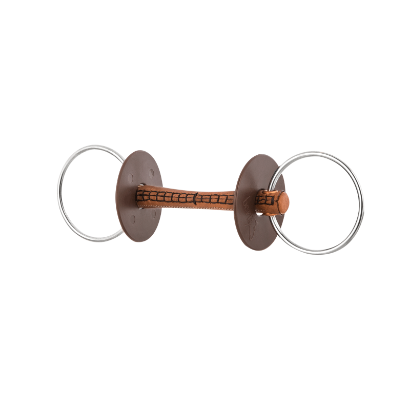 Mors de filet en cuir, anneau 7,5cm, doux, beris