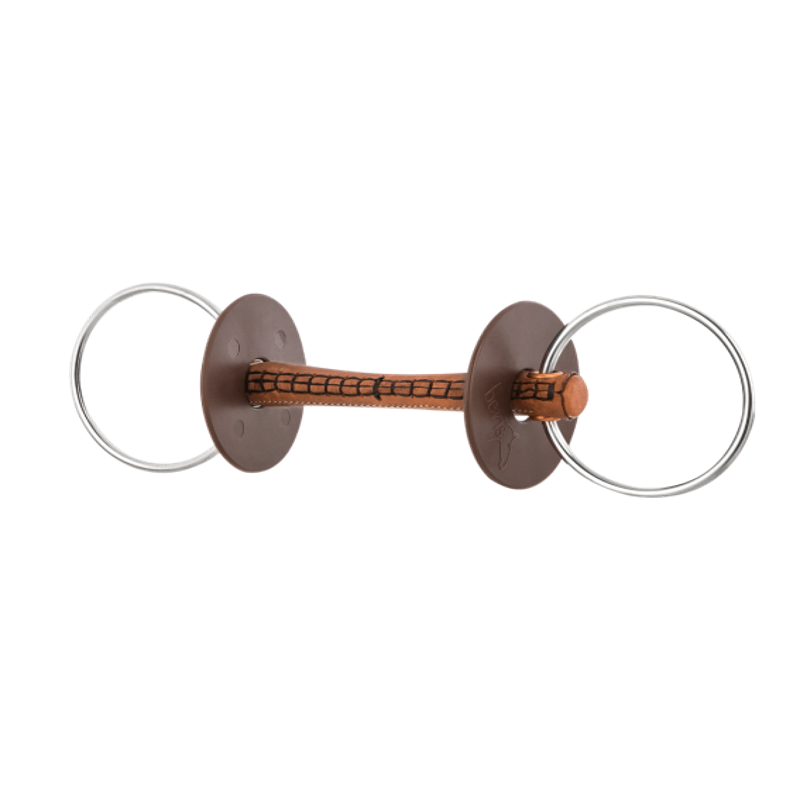 Mors de filet en cuir, anneau 7,5cm, dur, beris