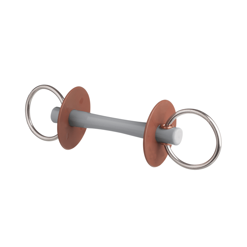 Mors de filet avec canon comfort fin, anneau 6 cm, dur, beris