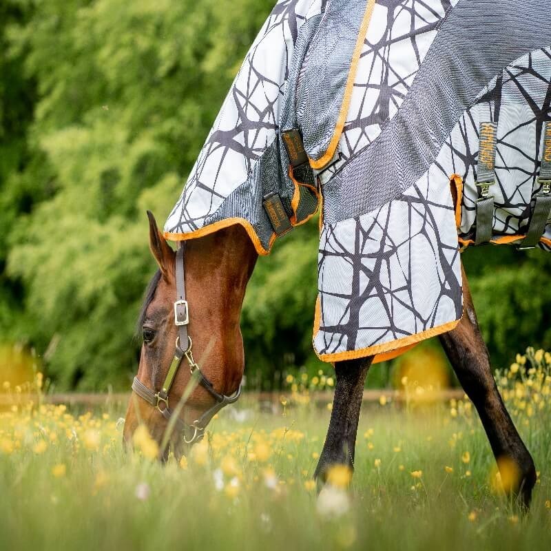 Bottes Mouches Hilason Pour Cheval, Taille Warmblood, Gris Noir, Protection UV