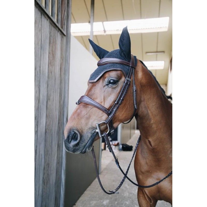 Fly Veil Wellington Leather bonnet anti-mouches chevaux Kentucky Fly Veil Wellington Leather bonnet anti-mouches chevaux Kentucky
