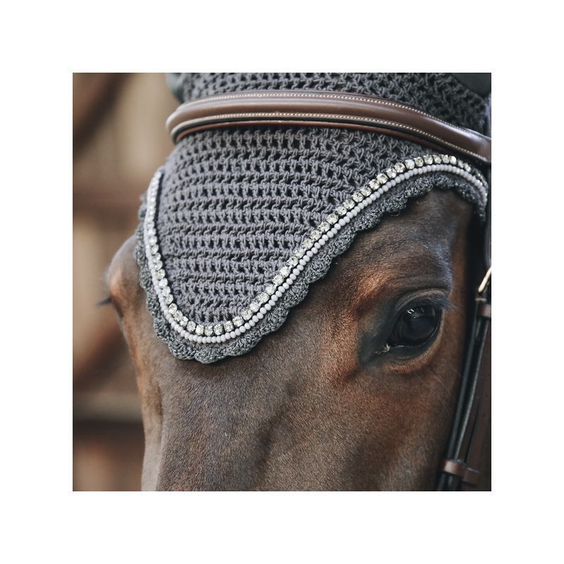 Fly Veil Wellington Stone & Pearl Soundless bonnet anti-mouches chevaux Kentucky