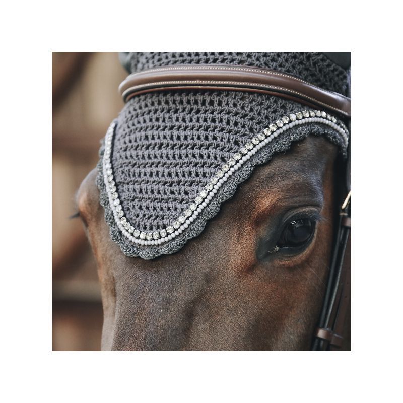 Fly Veil Long Stone & Pearl Soundless bonnet anti-mouches chevaux Kentucky