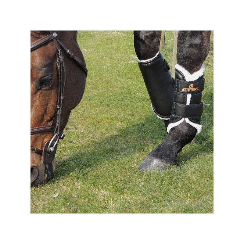 Turnout Boots Leather Front guêtres antérieures en similicuir et mouton chevaux Kentucky