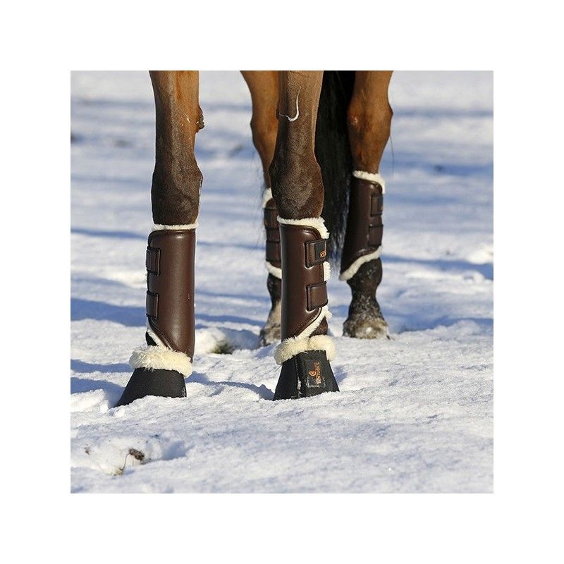 Turnout Boots Leather Front guêtres antérieures en similicuir et mouton chevaux Kentucky Turnout Boots Leather Front guêtres antérieures en similicuir et mouton chevaux Kentucky