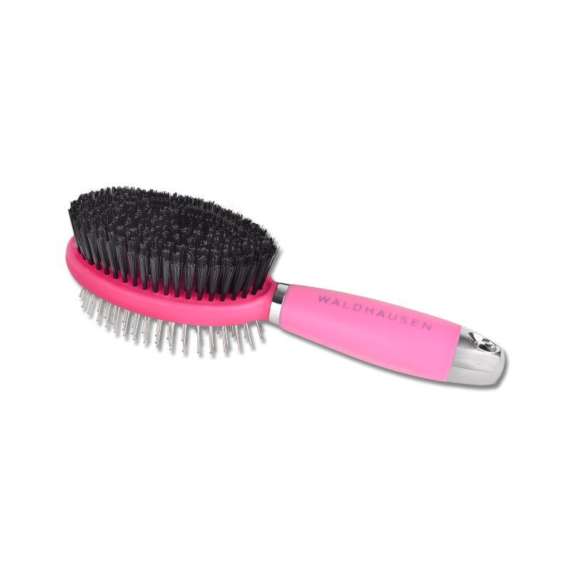 Brosse Gel Series double face avec poignée en gel chevaux Waldhausen rose - Mon Cheval