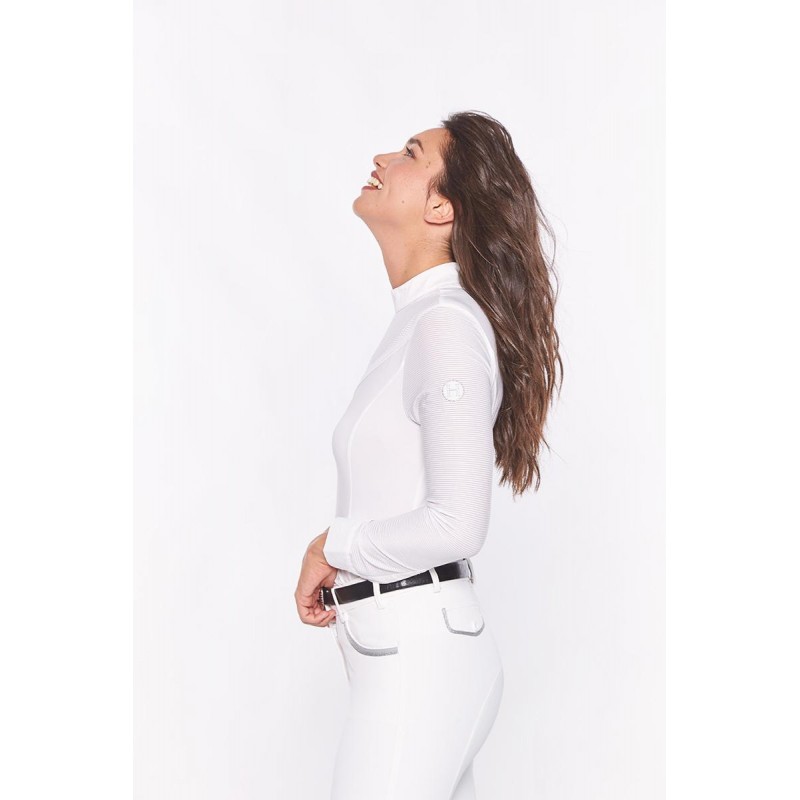 Chemise D'équitation Harcour Femme XS - Blanche, Manches Longues, Spectacle