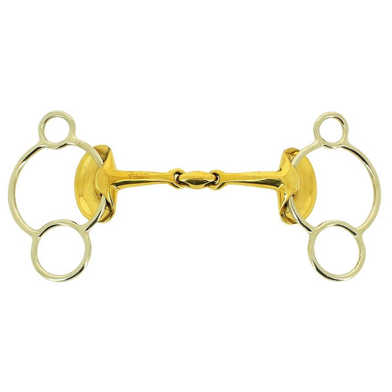 Mors 3 anneaux Golden Wings double brisure de face Stubben STEELtec Mors 3 anneaux Golden Wings double brisure de face Stubben STEELtec
