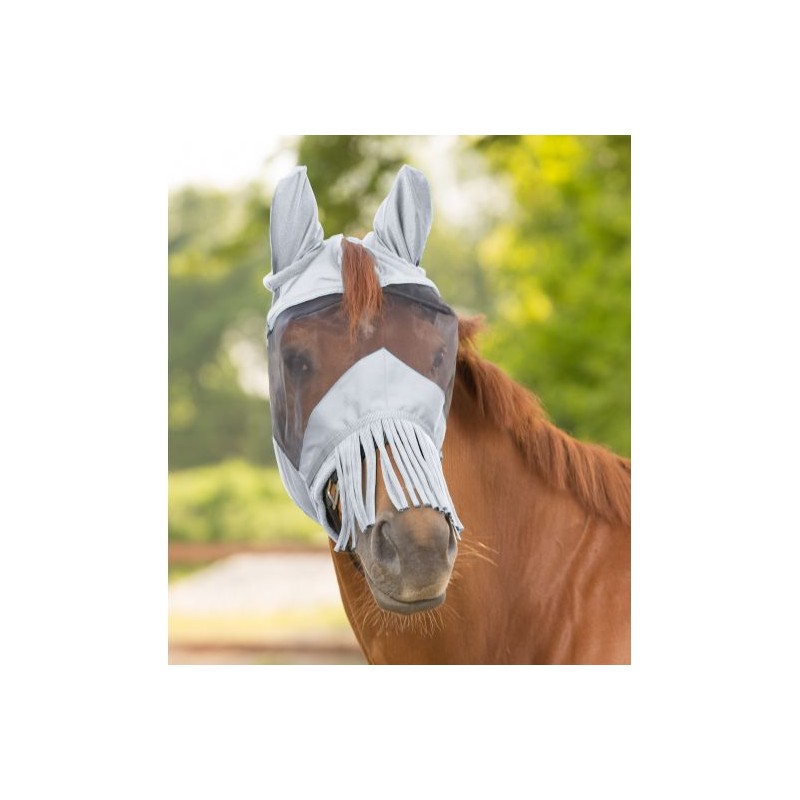 Masque Cheval Prémium anti-UV et anti-mouches intégral avec oreilles et franges Waldhausen